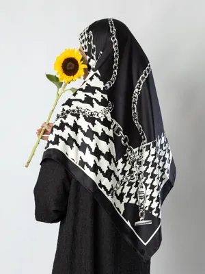 ابریشم ژاکارد سفیدمشکی