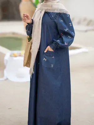 مانتو جین گلدوزی مدل پاپیون